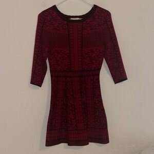 Elegant Red Patterned Dress Gianni Bini Kids L Red and Black sweater Dress